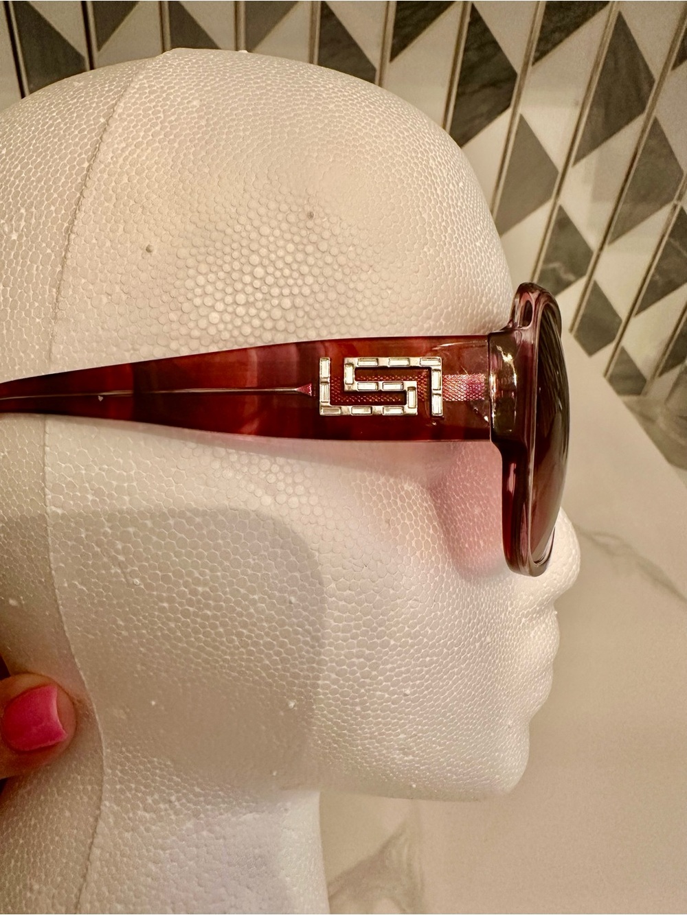 Authentic Y2K Versace VE4238-B Oversized Sunglasses Pink Marble Gradient Lens - Picture 3 of 8